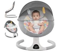 Balancelle Bebe Electrique, Balançoire électrique pour bébé avec Bluetooth, 5 Vitesse de swing, 3 positions d'angle, Télécommande et écran tactile Transat pour bébé avec plateau amovible (Gris)