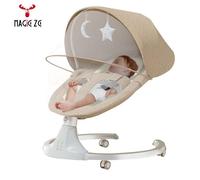 Balancelle bebe électrique, Magic ZC Transat bébé jusqu'à 15 kg, Enceinte Bluetooth, télécommande, transat avec cinq niveaux d'élan