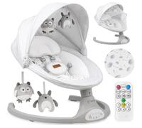 Balancelle Bébé Électrique Momi Kenani - 10 Mélodies - 5 Modes De Balancement - Arche À Jouets - Blanc Blanc
