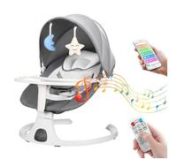Balancelle Bébé Électrique - Plateau repas - 5 vitesses réglables - Minuterie - Télécommande - Dossier réglable sur trois