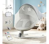 Balancelle Bébé Électrique, Transat Bébé 5 Vitesses Dossier Inclinable Minuterie 8/15/30min Télécommande 0-12 Mois Marron