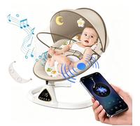 Balancelle Bébé Électrique, Transat électrique avec télécommande et plateau repas, 5 amplitudes de balançoire, musique Bluetooth