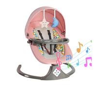 Balancelle bébé, Fauteuil à bascule électrique avec télécommande, 5 amplitudes de balançoire et musique Bluetooth, Rose