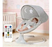 Balancelle bébé, Transat électrique avec télécommande, 3 amplitudes de balançoire et musique Bluetooth, Balancoire bebe- gris