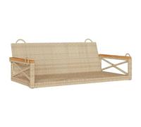 Balancelle Beige en résine tressée 109x62x40 cm avec Cadre Acier Stable, siège Confortable pour terrasse, Balcon ou Jardin, Design Moderne résistant aux intempéries et Usage extérieur