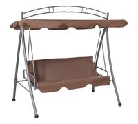 vidaXL Balancelle convertible d'extérieur en acier avec auvent Café