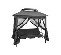 vidaXL Balancelle convertible à auvent Anthracite 220x160x240 cm Acier 3 personnes