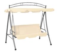 vidaXL Balancelle convertible - Cadre en acier - Auvent réglable - Blanc sable - 2 personnes