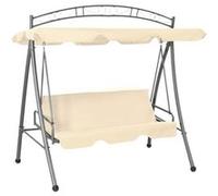 Balancelle convertible - vidaXL - Blanc sable - Cadre en acier - Auvent réglable - 2 personnes