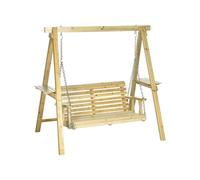 Outsunny Balancelle de Jardin 2 Places en Bois Hauteur réglable - 190 x 120 x 171 cm