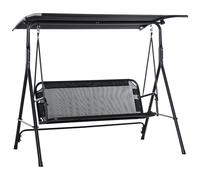 Balancelle De Jardin 2 Places - Toit Inclinaison Réglable - Acier Textilène Noir