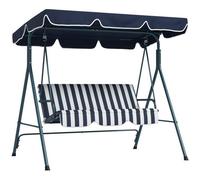 Outsunny Balancelle de Jardin 3 Places Toit Inclinaison réglable Coussins Assise et Dossier 1,72L x 1,1l x 1,53H m Acier Noir Polyester Bleu