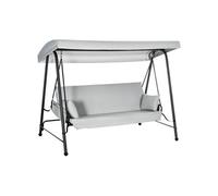 Outsunny Balancelle de Jardin 3 Places Convertible Toit Inclinaison réglable 2 Pochettes de Rangement 236 x 138 x 185 cm Acier crème