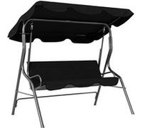 Outsunny Balancelle de jardin 3 places – Toit imperméabilisé, inclinaison réglable, coussins noir