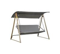 Balancelle de jardin 3 places design contemporain auvent réglable textilène polyester gris acier aspect bois