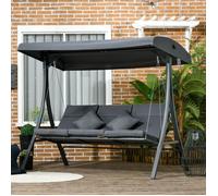 Balancelle de jardin 3 places grand confort inclinaison toit réglable matelas fourni acier polyester gris foncé