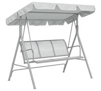 Balancelle De Jardin 3 Places Grand Confort Toit Imperméabilisé Inclinaison Réglable Assise Et Dossier Ergonomique Acier Textilène Gris Clair