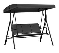 Outsunny Balancelle de Jardin 3 Places Grand Confort Toit Inclinaison réglable Assise et Dossier Ergonomique Acier époxy textilène Noir