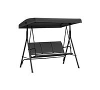 Outsunny Balancelle de jardin 3 places Grand confort 175x118x159cm Acier époxy Noir Toit inclinable