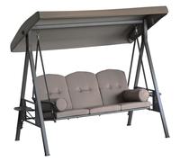 Outsunny Balancelle de Jardin 3 Places Grand Confort Toit Inclinaison réglable Coussins Plateaux rétractables Polyester filé Beige