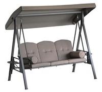 Balancelle De Jardin 3 Places Grand Confort Toit Inclinaison Réglable Coussins Plateaux Rétractables Polyester Filé Marron