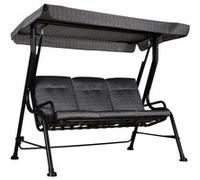 Outsunny Balancelle de Jardin 3 Places Grand Confort Toit Inclinaison réglable épais Coussins Amovibles Polyester Acier époxy Gris Noir