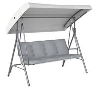 Outsunny Balancelle de Jardin 3 Places Grand Confort Toit Inclinaison réglable épais Coussins Amovibles Polyester Acier époxy Gris Clair