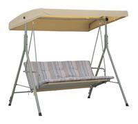 Balancelle de Jardin 3 Places - Outsunny - Toit Inclinaison réglable épais Coussins Amovibles - Polyester Acier époxy - marron clair