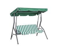 Outsunny Balancelle de Jardin 3 Places, balançoire extérieure Toit Inclinaison réglable, Motif à Rayures, avec Coussins Assise et Dossier, 1,7 x 1,1 x 1,53 m, métal Polyester, Vert
