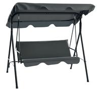Outsunny Balancelle de Jardin 3 Places Toit Inclinaison réglable Coussins Assise et Dossier 1,72L x 1,1l x 1,53H m Acier Noir Polyester Gris