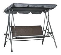 Balancelle De Jardin 3 Places - Toit Réglable - Brun Gris Gris