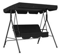 Balancelle de jardin 3 places toit réglable coussins assise dossier acier polyester noir Noir G