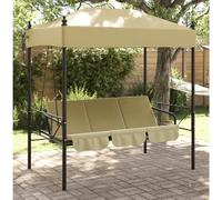 Balancelle de jardin - Sable - 2 en 1 - Auvent en polyester - Acier durable