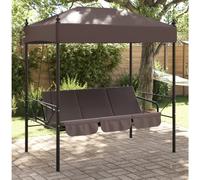 Balancelle de jardin - Marron café - 2 en 1 - Auvent en polyester - Acier durable
