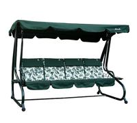 Balancelle de jardin avec fonction inclinable en lit avec toit réglable, coussins rembourrés de 7 cm avec appui-tête amovibles et structure en acier peint Mizar (vert bégonia, 4 places)