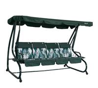 Balancelle de jardin avec fonction inclinable en lit avec toit réglable, coussins rembourrés de 7 cm avec appui-tête amovibles et structure en acier peint Mizar (vert Matrix, 4 places)