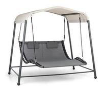 Palermo double chaise longue à bascule autoportante structure en acier coussin toit gris