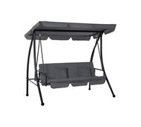 Balancelle De Jardin Convertible 3 Places Grand Confort Inclinaison Toit Réglable Matelas Fourni 2l X 1,25l X 1,7h M Métal Polyester Noir Anthracite