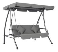Balancelle de Jardin - Convertible 3 Places - Inclinaison Toit réglable Matelas - 2 x 1,25 x 1,7 m - métal Polyester - Gris clair