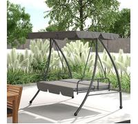 Balancelle de Jardin Convertible 3 Places Inclinaison Toit réglable Matelas 2 x 1,25 x 1,7 m métal Polyester Gris clair