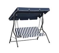 Balancelle de Jardin en Acier et Tissu Bleu et Blanc Baldaquin Ajustable Chaplin