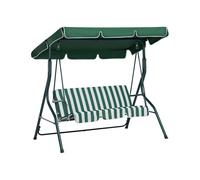 Balancelle de Jardin en Acier et Tissu Vert et Blanc Baldaquin Ajustable Chaplin