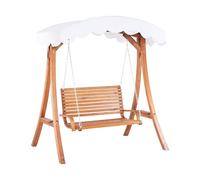 Balancelle de Jardin en Bois Foncé avec par-Soleil en Tissu Blanc Assise Confortable et Élégante pour Terrasse au Style Rustique Beliani