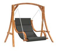 Balancelle de jardin en épicéa massif avec finition teck, coussin rembourré, pour terrasse, véranda et balcon