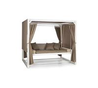 Blumfeldt Balancelle de Jardin 3 Places, Balancoire XL de Jardin avec Auvent et Rideaux, Balancelle Jardin Exterieur Design, Toit Solaire Hydrofuge, Assise Balancelle Convertible de Jardin pour Adulte