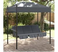 Balancelle de jardin - Gris foncé - 2 en 1 - Auvent en polyester - 3 places