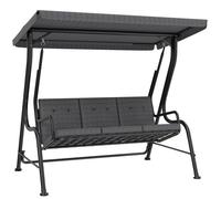 Balancelle de jardin - Outsunny - 3 places grand confort toit inclinable coussins - acier - gris noir
