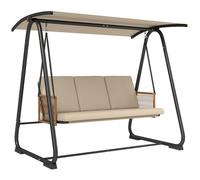 Outsunny Balancelle de Jardin 3 Places avec Toit Réglable UPF 30+ - Structure Acier Robuste 360kg, Coussin Grand Confort 7cm - Banc Suspendu Extérieur pour Terrasse, Sable