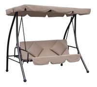 Outsunny Balancelle de Jardin Convertible 3 Places Grand Confort Inclinaison Toit réglable Matelas fourni 2L x 1,25l x 1,7H m métal Polyester Noir et Beige