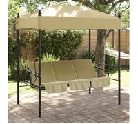 Balancelle de jardin - Sable - 2 en 1 - Auvent en polyester - Acier durable